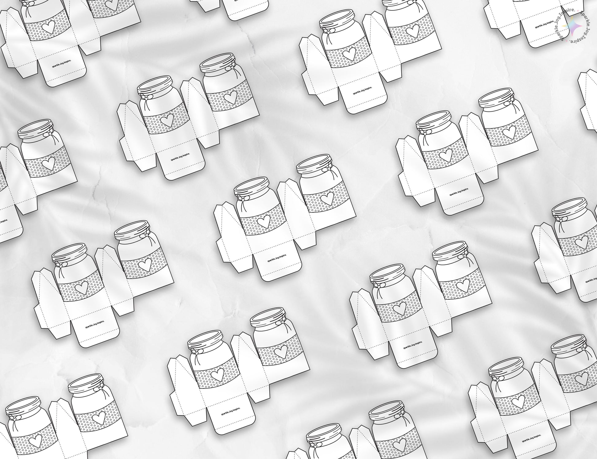 Jar Of Hearts Ribbon Color Me Valentine Favor Box Paper Craft Printable Paper Crafts