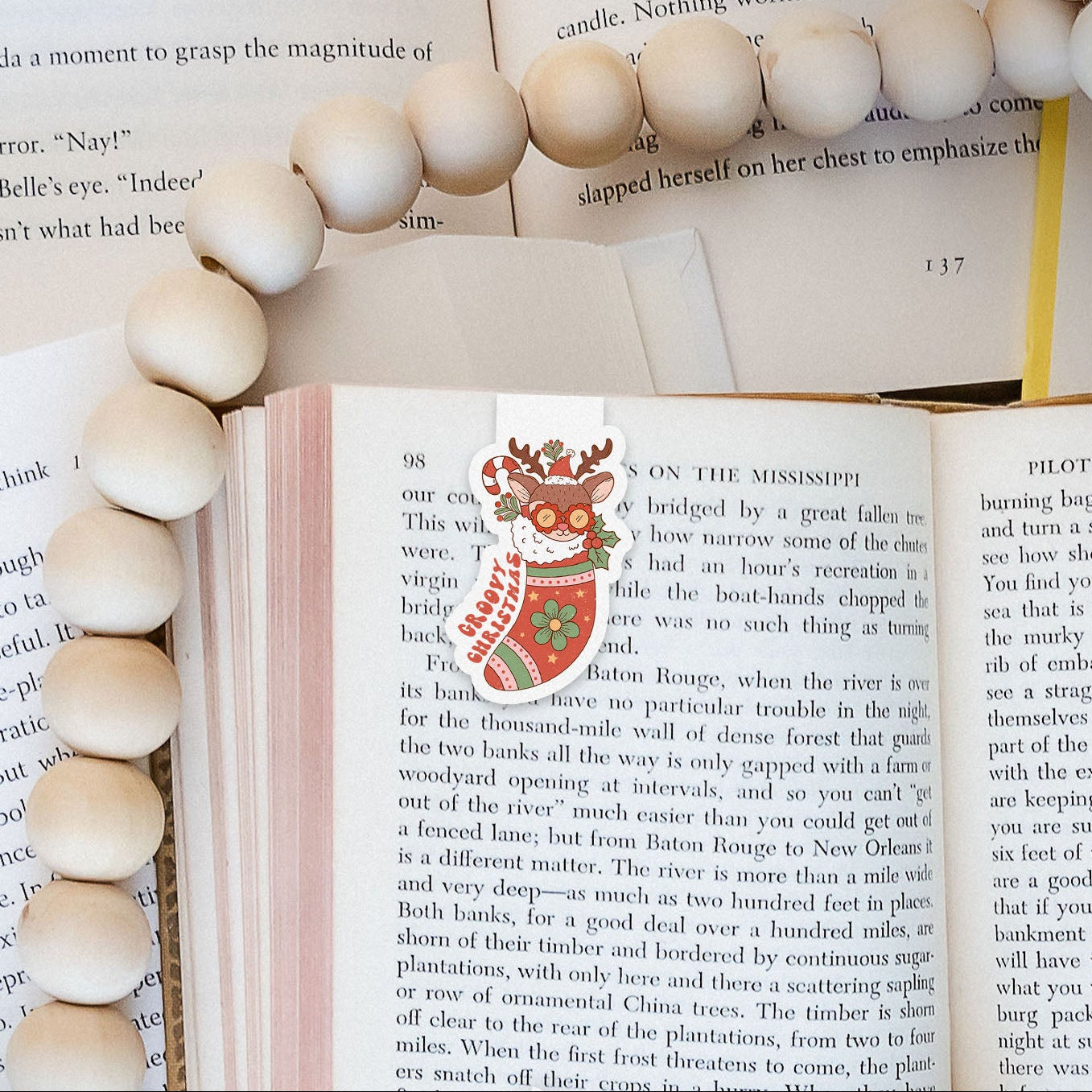 Groovy Christmas Rudolph Stocking Groovy Red Christmas Magnetic Bookmark