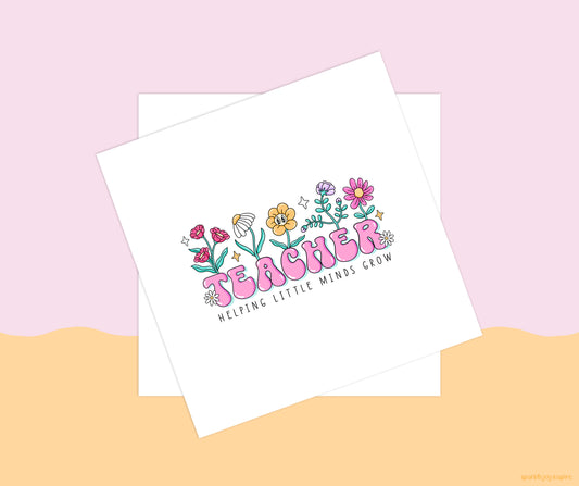 Teacher Helping Little Minds Grow Groovy Teacher Sublimation Transfer Print