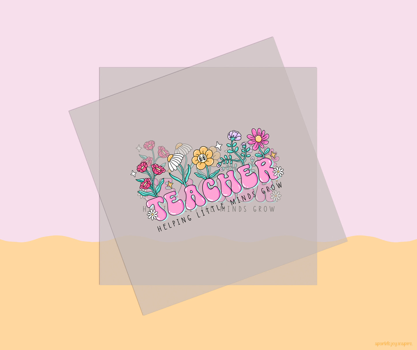 Teacher Helping Little Minds Grow Groovy Teacher DTF Transfer Print