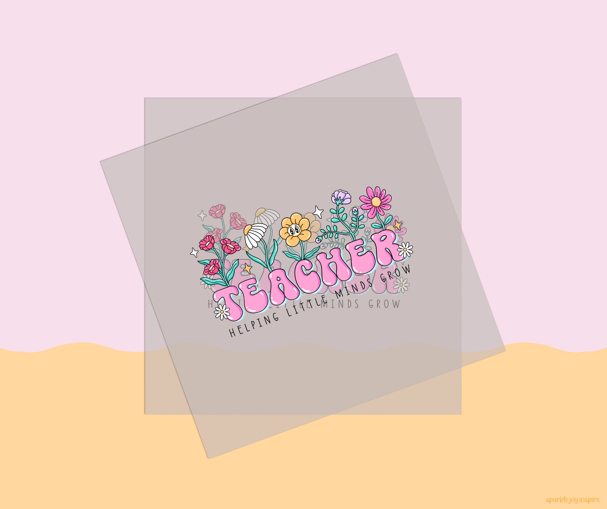 Teacher Helping Little Minds Grow Groovy Teacher DTF Transfer Print