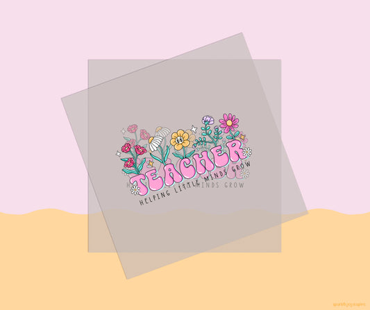 Teacher Helping Little Minds Grow Groovy Teacher DTF Transfer Print
