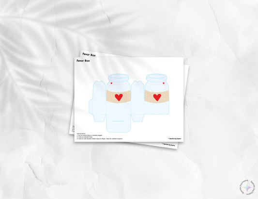 Jar Of Hearts Ribbon Valentine Favor Box Paper Craft Printable Paper Crafts