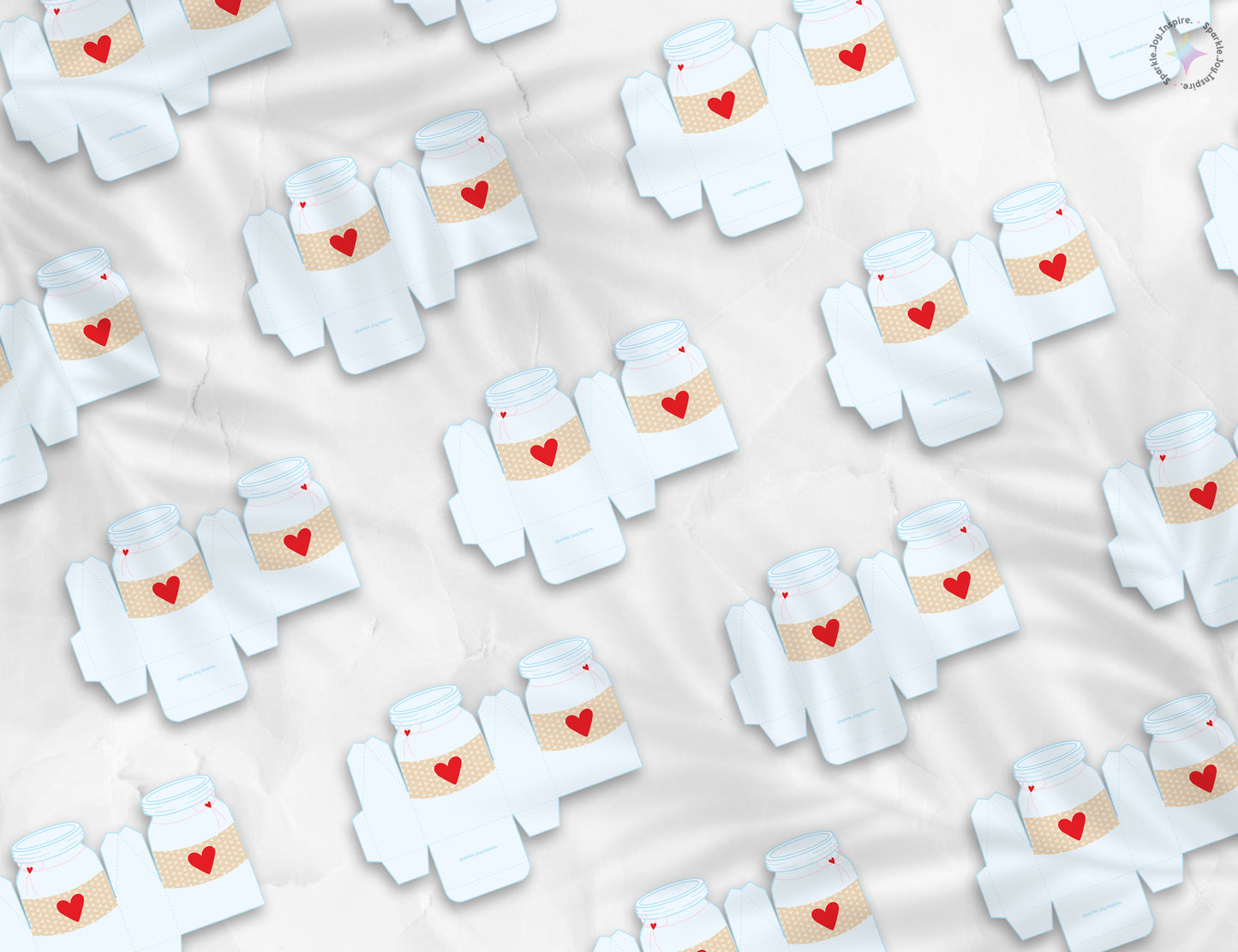 Jar Of Hearts Ribbon Valentine Favor Box Paper Craft Printable Paper Crafts