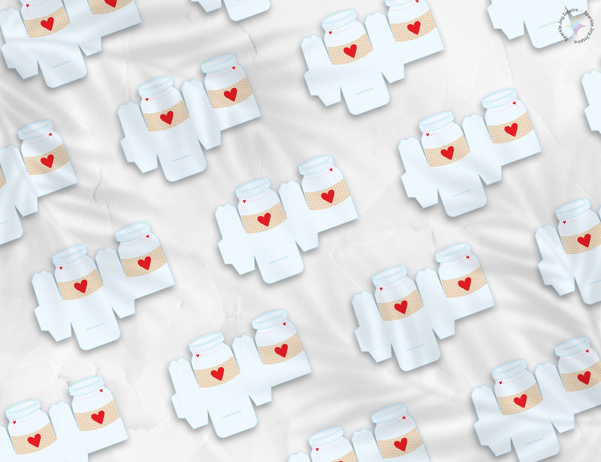 Jar Of Hearts Ribbon Valentine Favor Box Paper Craft Printable Paper Crafts