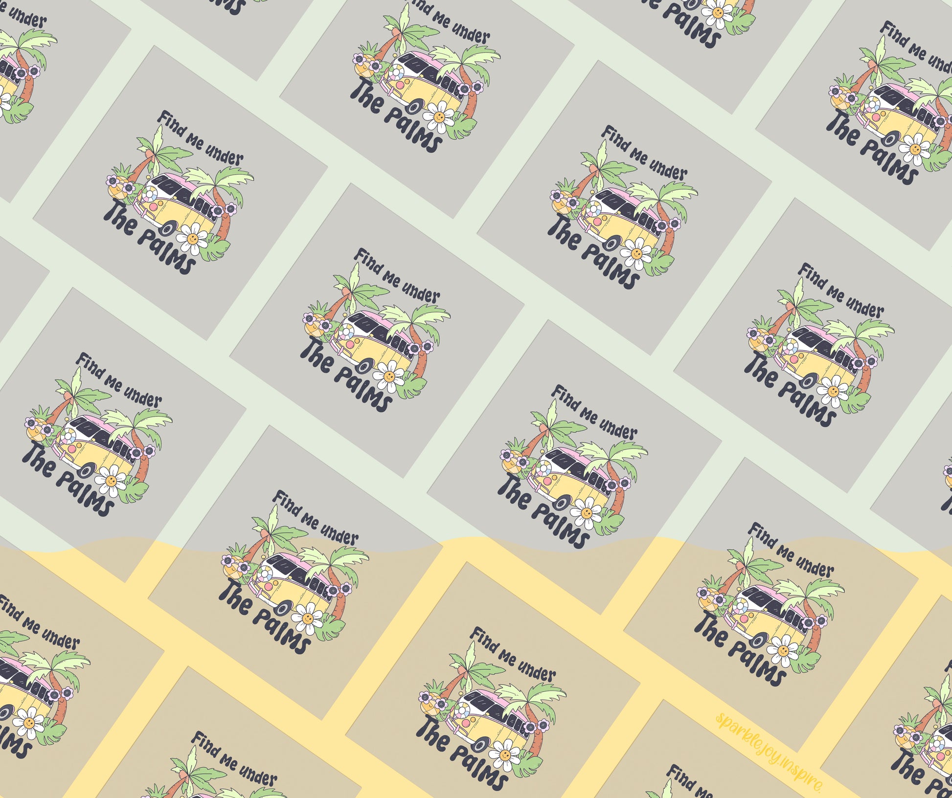 Find Me Under The Palms Groovy Summer DTF Transfer Print