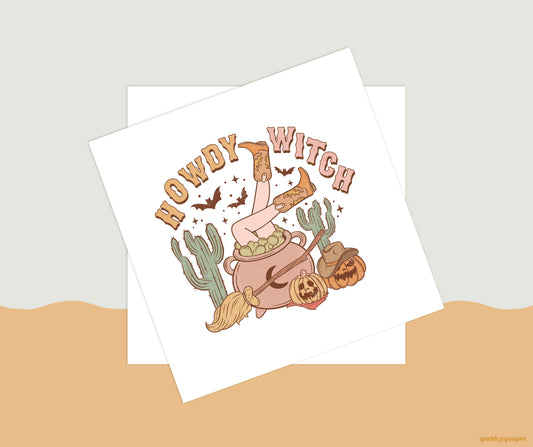 Howdy Witch Howdy Western Halloween Sublimation Transfer Print