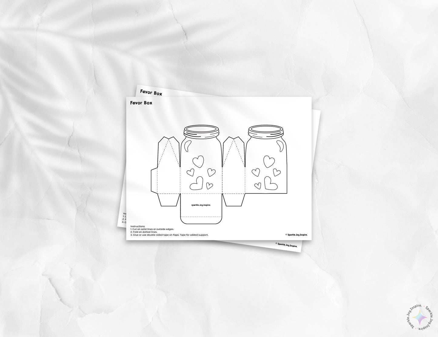 Jar Of Hearts Floating Hearts Color Me Valentine Favor Box Paper Craft Printable Paper Crafts