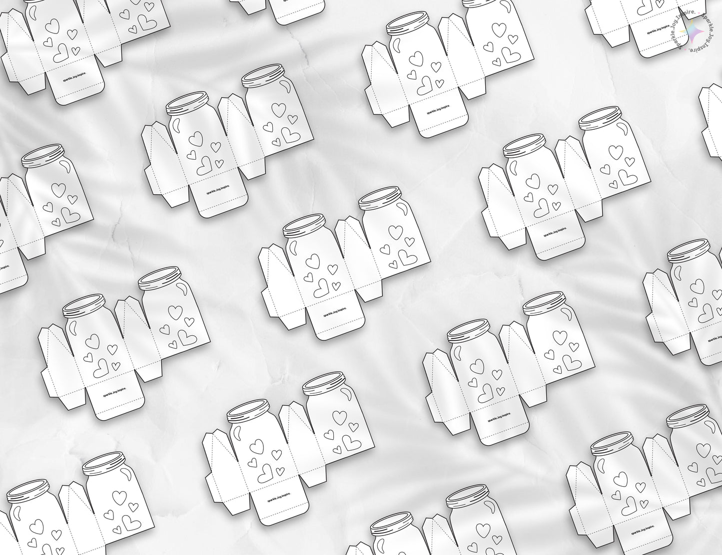 Jar Of Hearts Floating Hearts Color Me Valentine Favor Box Paper Craft Printable Paper Crafts