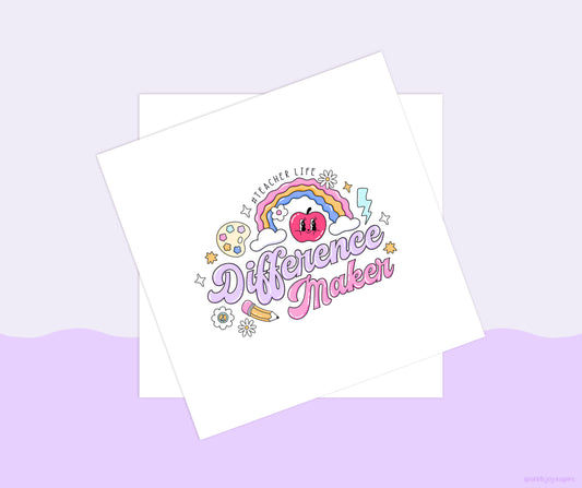 Difference Maker Groovy Teacher Sublimation Transfer Print