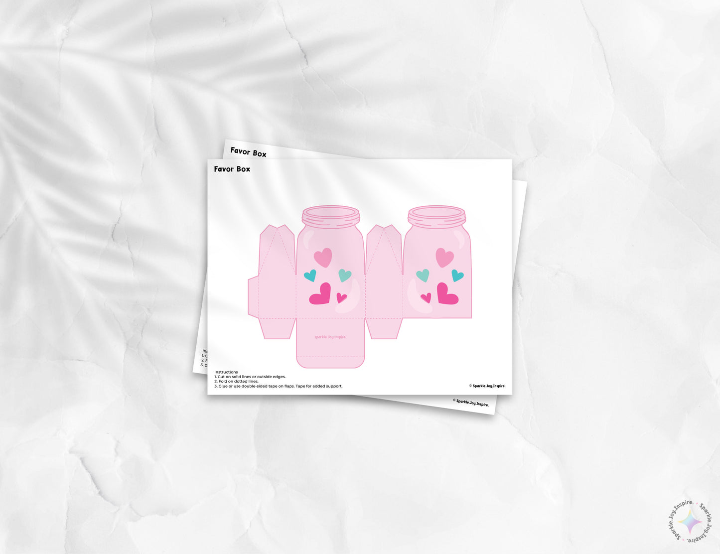 Jar Of Hearts Floating Hearts Valentine Favor Box Paper Craft Printable Paper Crafts