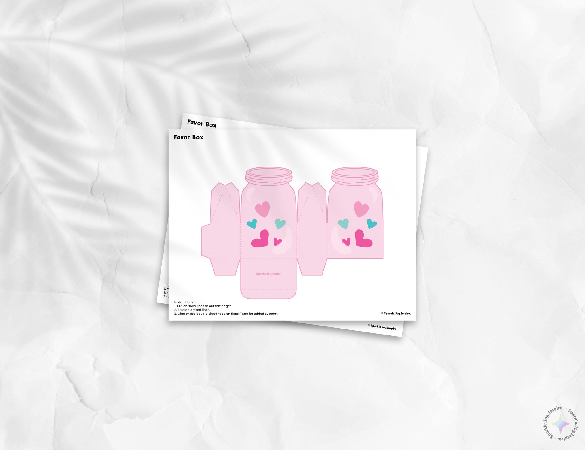 Jar Of Hearts Floating Hearts Valentine Favor Box Paper Craft Printable Paper Crafts