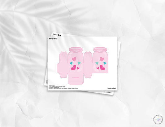 Jar Of Hearts Floating Hearts Valentine Favor Box Paper Craft Printable Paper Crafts