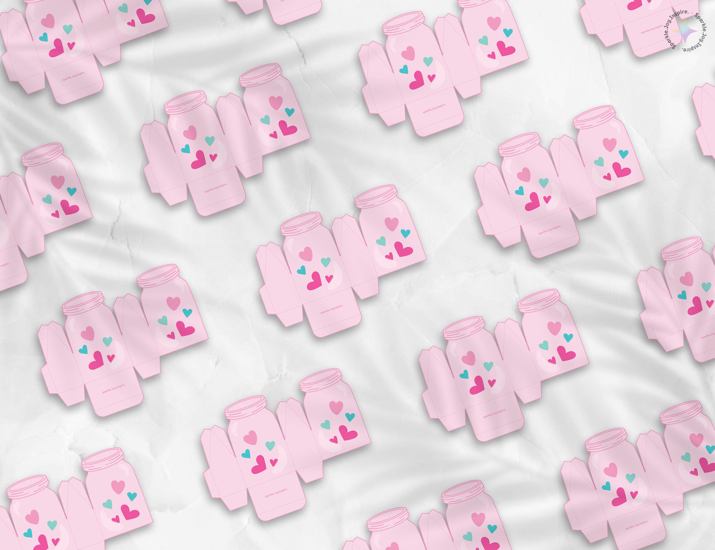 Jar Of Hearts Floating Hearts Valentine Favor Box Paper Craft Printable Paper Crafts