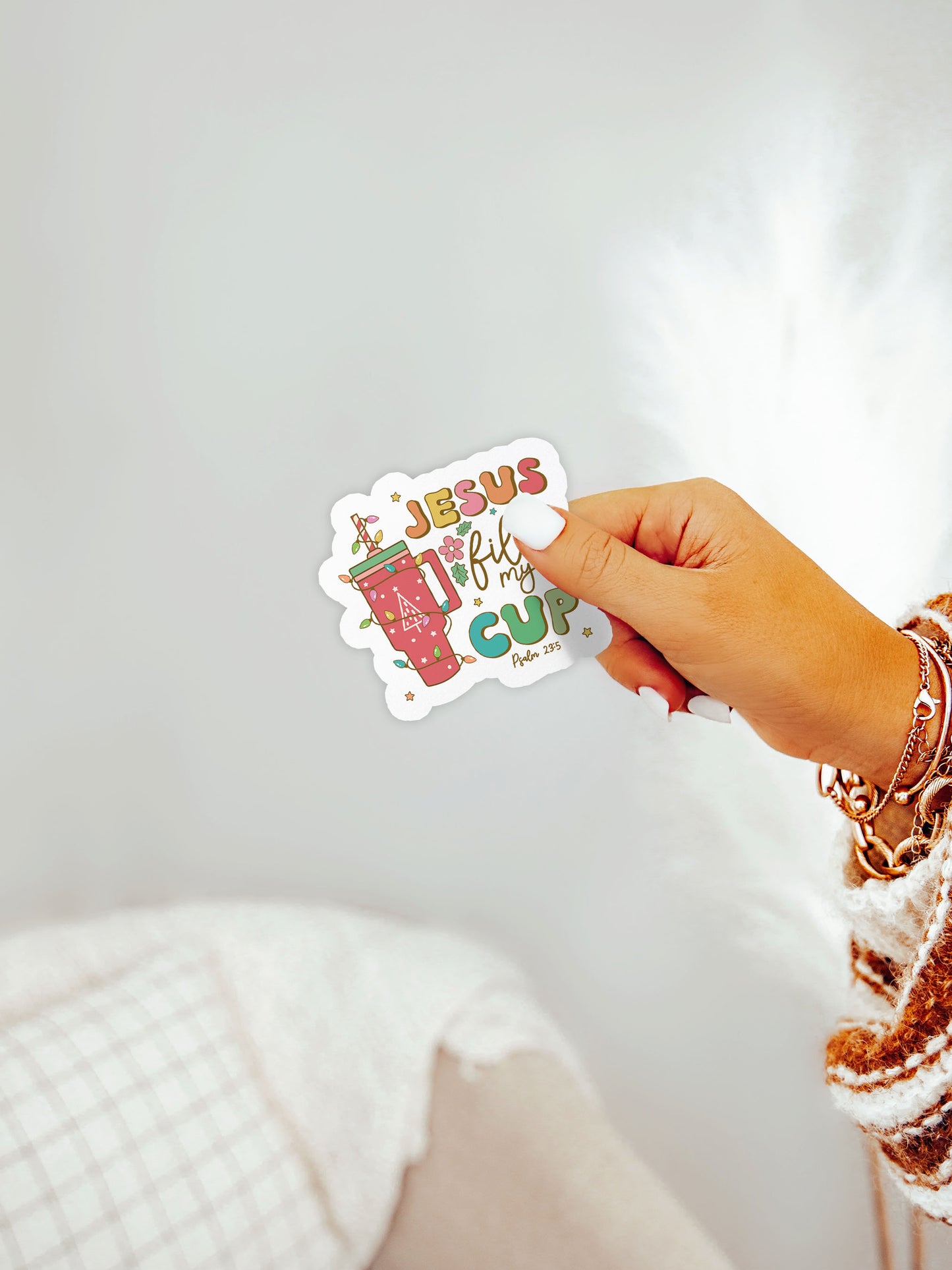 Jesus Fills My Cup Psalm 23:5 Boho Christmas Christian Jesus Magnet