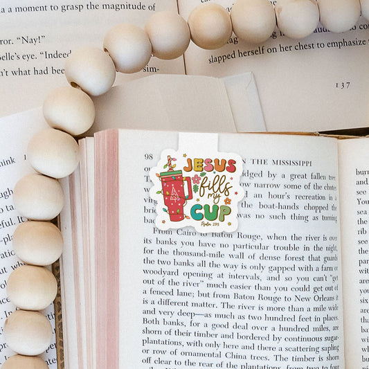 Jesus Fills My Cup Psalm 23:5 Boho Christmas Christian Jesus Magnetic Bookmark