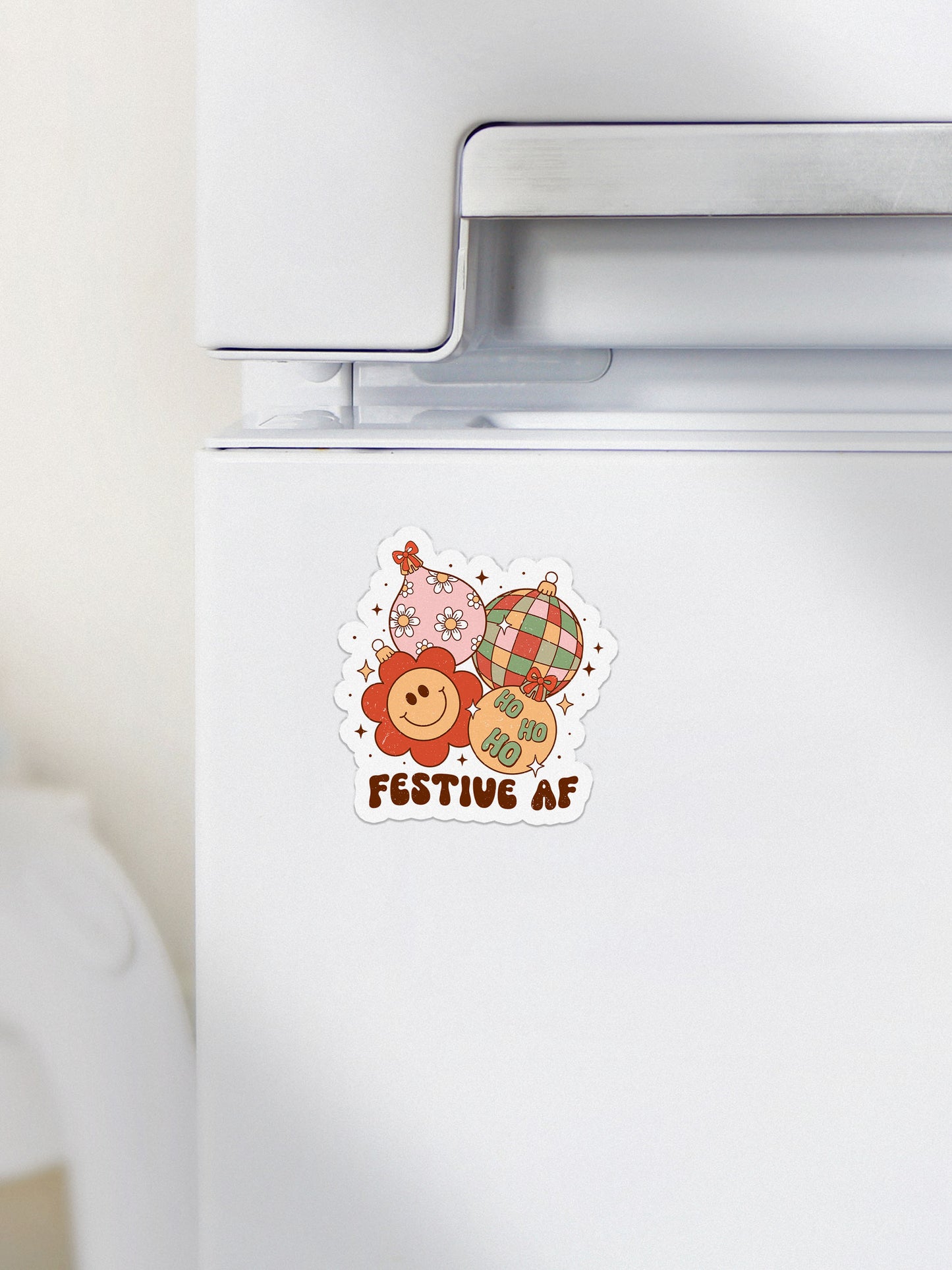 Festive AF Ornaments Groovy Red Christmas Magnet