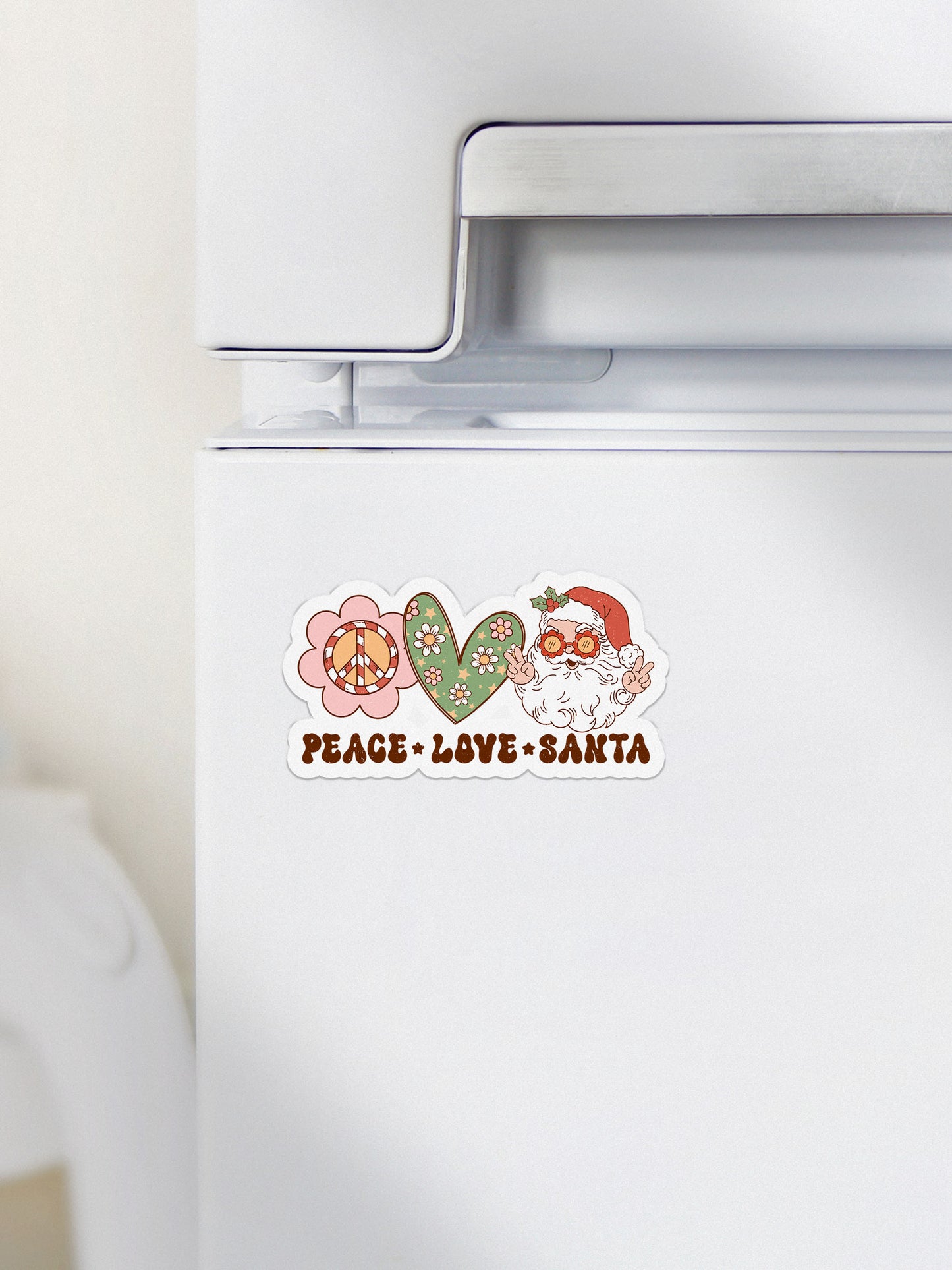 Peace Love Santa Groovy Red Christmas Magnet