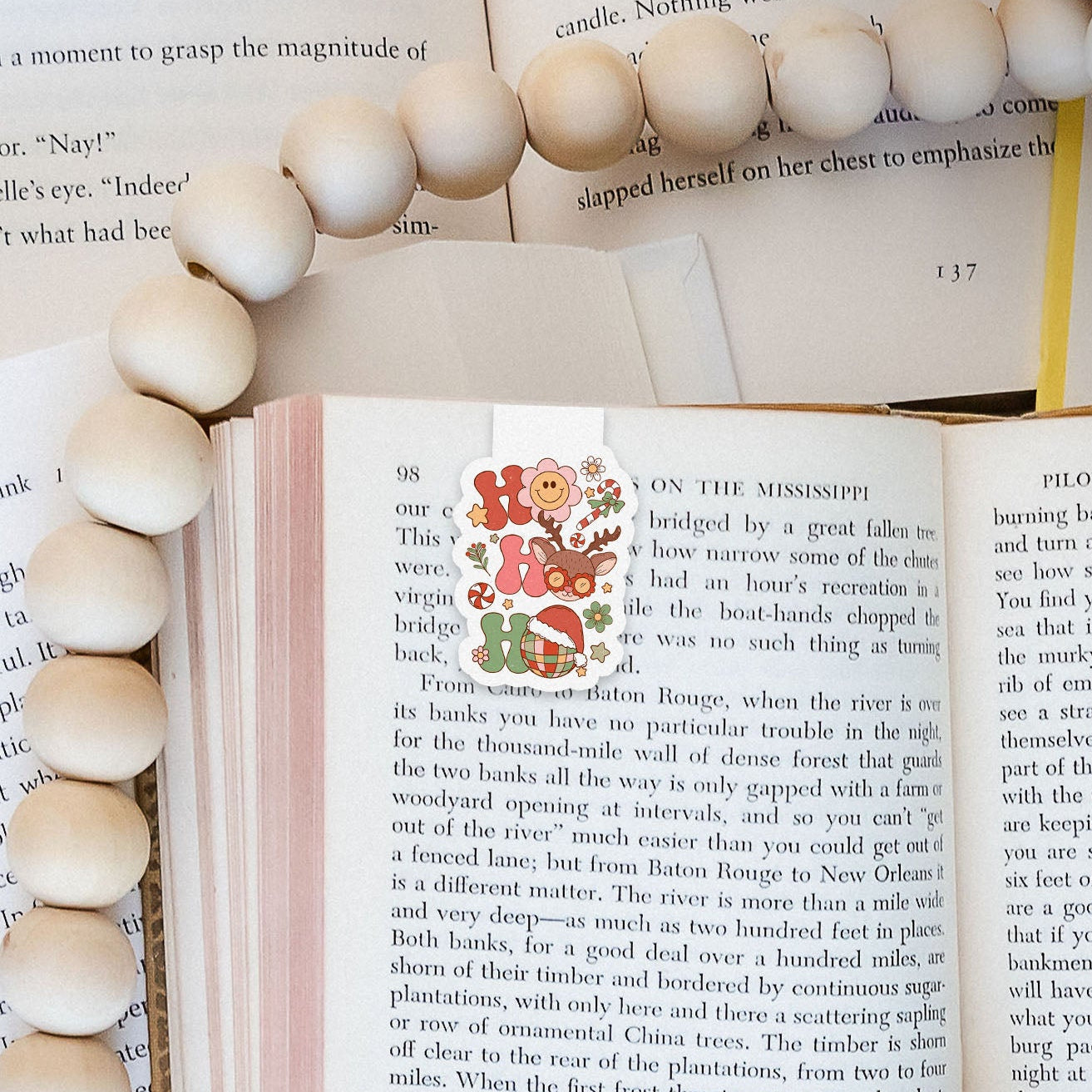 Ho Ho Ho Rudolph Groovy Red Christmas Magnetic Bookmark