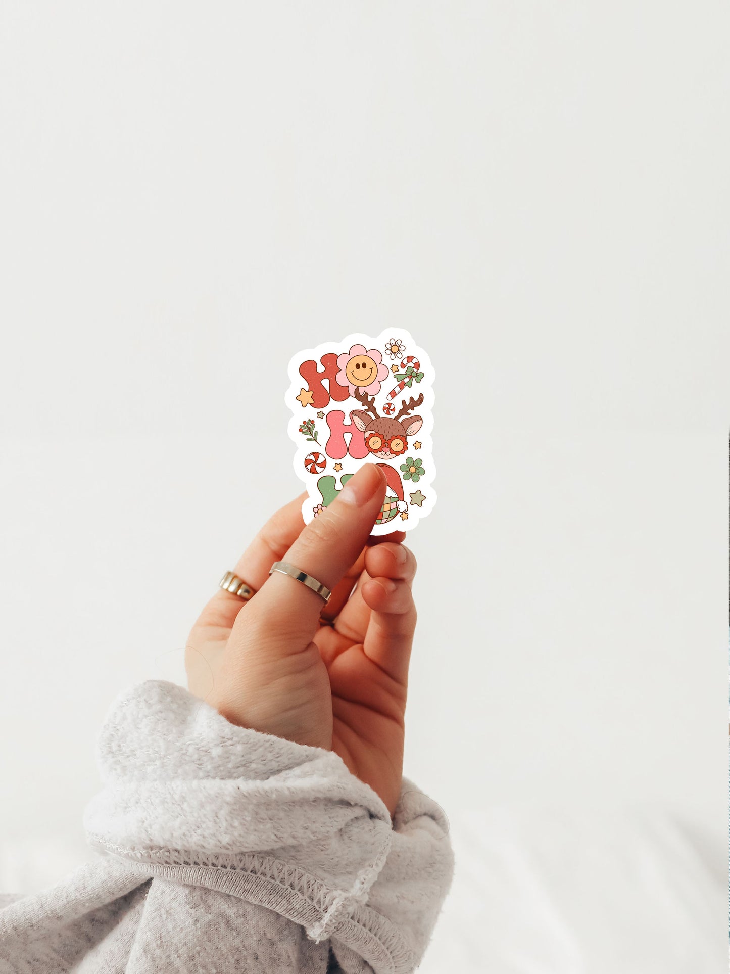 Ho Ho Ho Rudolph Groovy Red Christmas Sticker