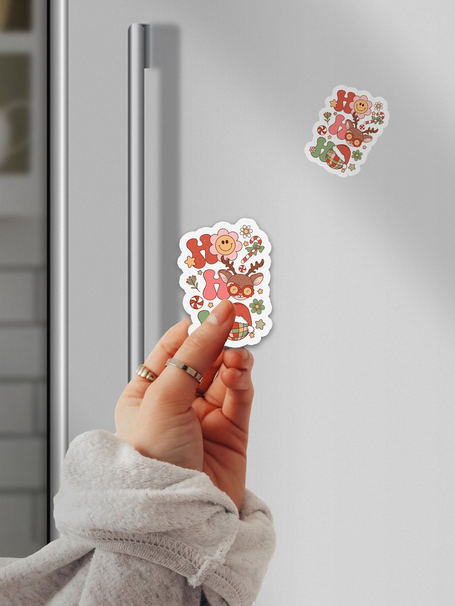 Ho Ho Ho Rudolph Groovy Red Christmas Magnet