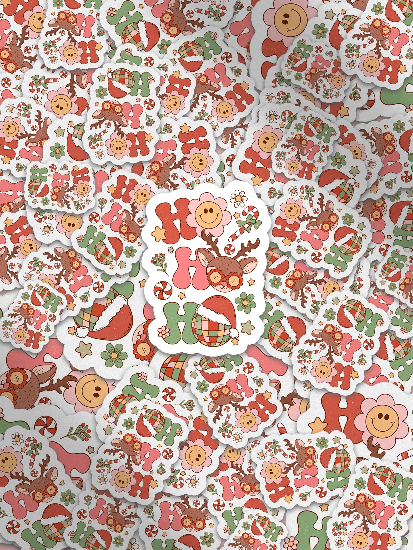 Ho Ho Ho Rudolph Groovy Red Christmas Sticker