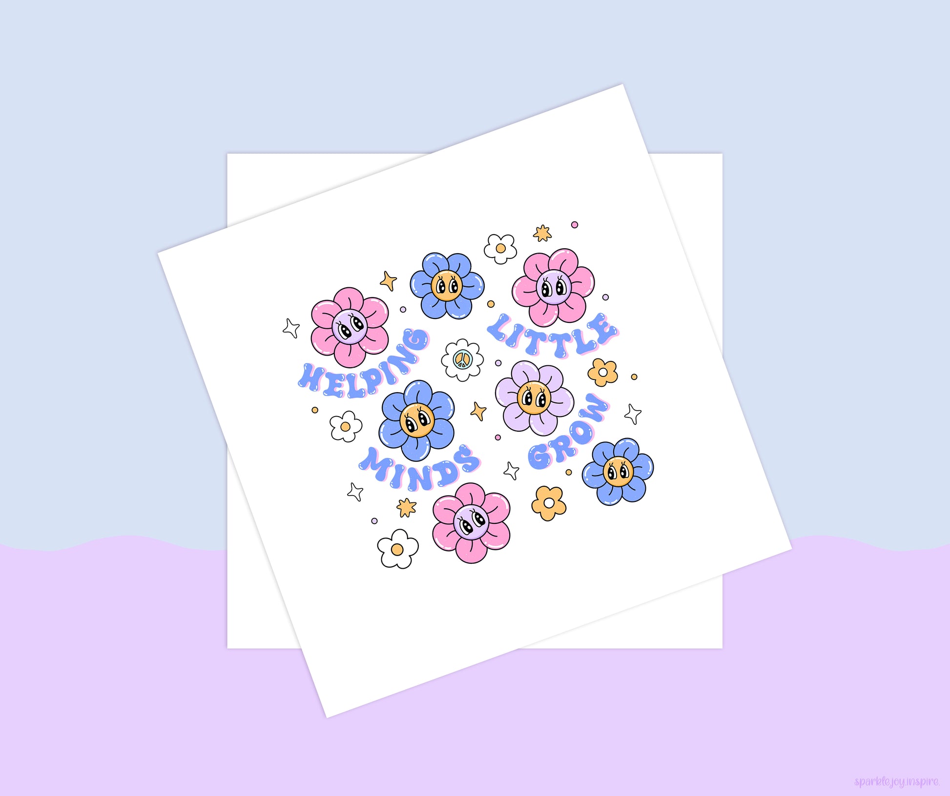 Helping Little Minds Grow Teach Groovy Teacher Sublimation Transfer Print