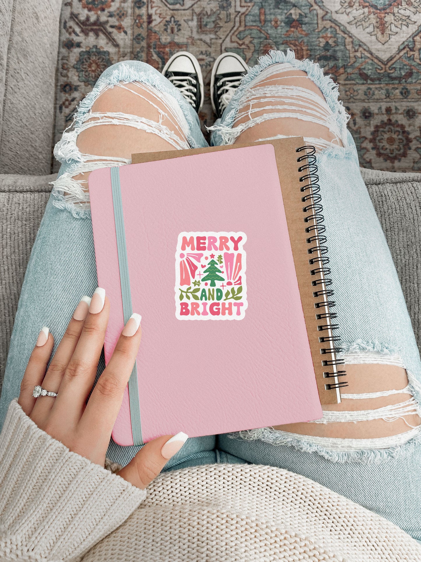 Mery And Bright Boho Christmas Christian Jesus Sticker
