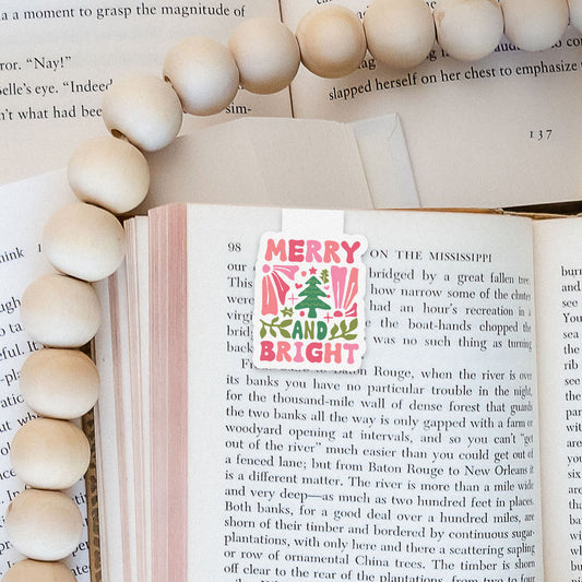 Merry & Bright Boho Christmas Christian Jesus Magnetic Bookmark