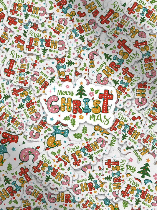 Mery Christ-mas Boho Christmas Christian Jesus Sticker