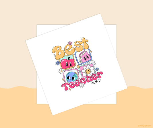 Best Teacher Ever Teach Groovy Teacher Sublimation Transfer Print