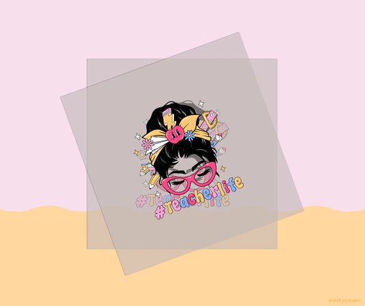 Hashtag Teacher Life Groovy Teacher DTF Transfer Print