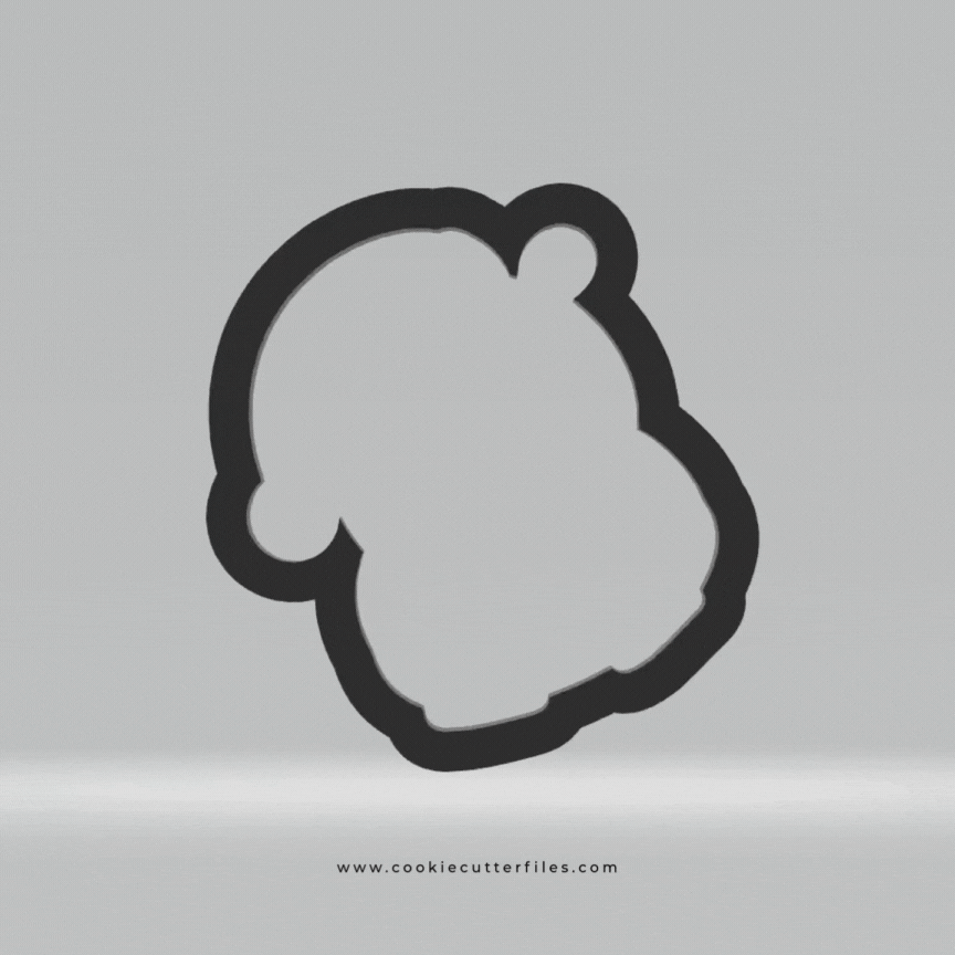 Hippo Animal Faces Santa Edition Cookie Cutter STL Files