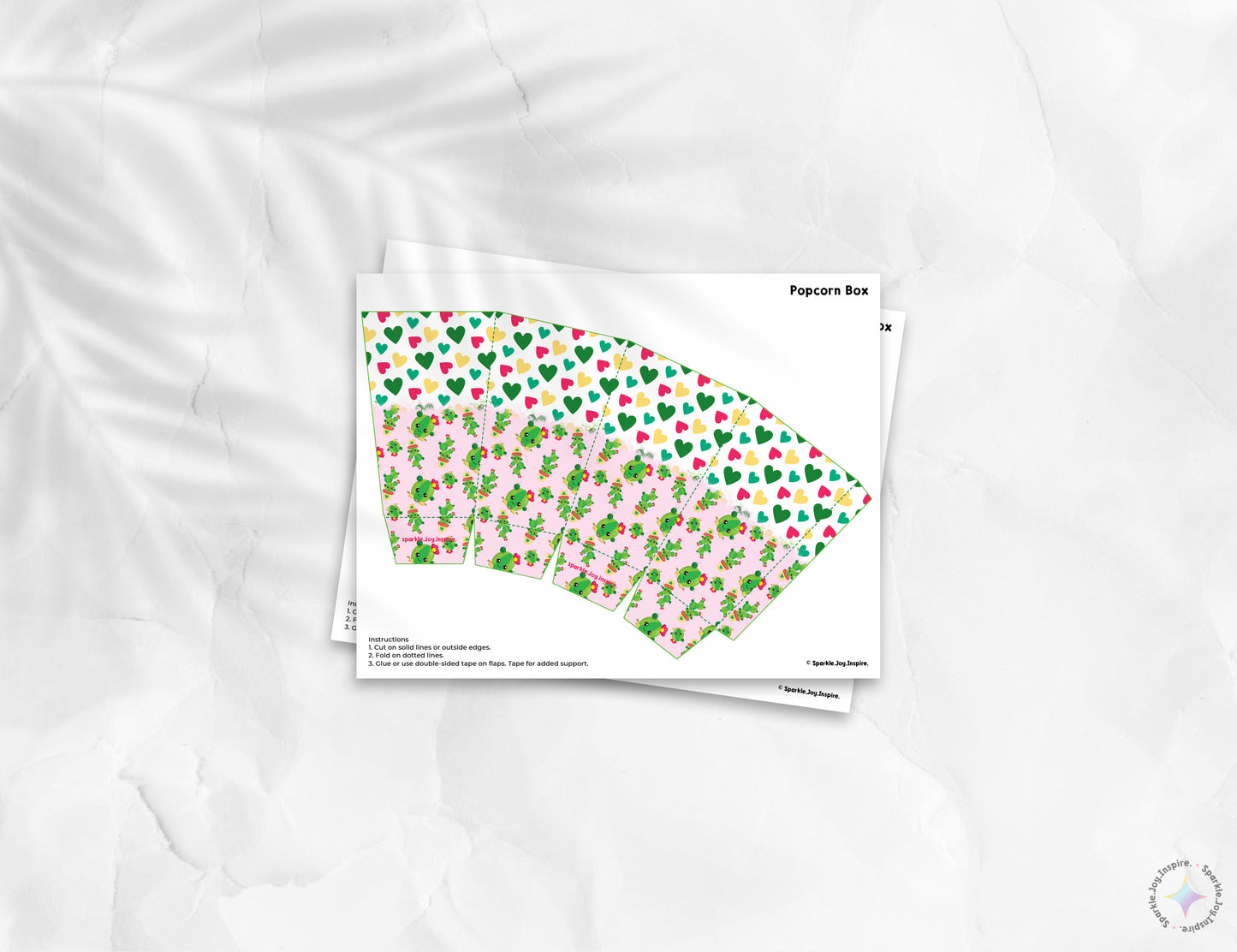Cactus Love Popcorn Box Paper Craft Printable Paper Crafts