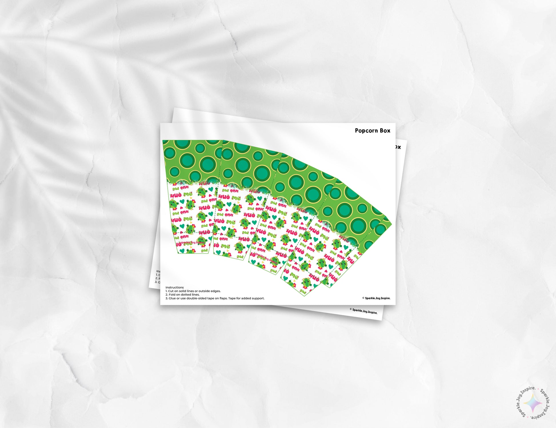 Cactus Love Popcorn Box Paper Craft Printable Paper Crafts