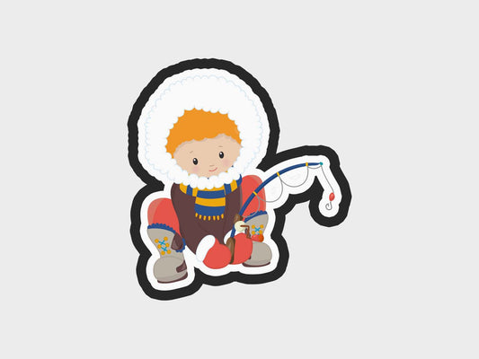 Boy Sitting Fishing Eskimo Kids Cookie Cutter STL Files