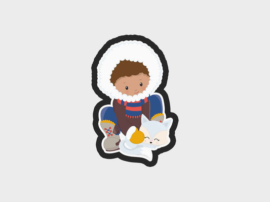 Boy Squatting Fox Eskimo Kids Cookie Cutter STL Files