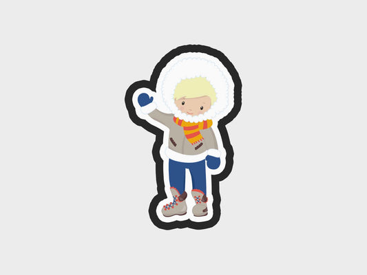 Boy Standing Waving Eskimo Kids Cookie Cutter STL Files