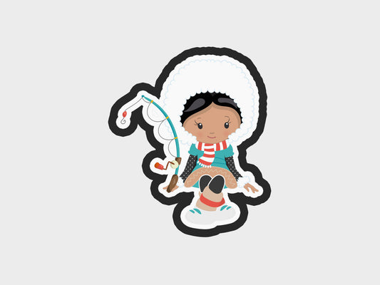 Girl Sitting Fishing Eskimo Kids Cookie Cutter STL Files