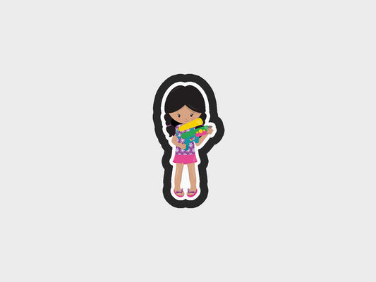 Girl Water Gun One Water Play Fun Cookie Cutter STL Files