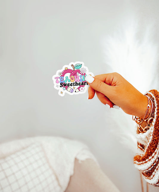 Teaching Sweetheart Groovy Teacher Sticker