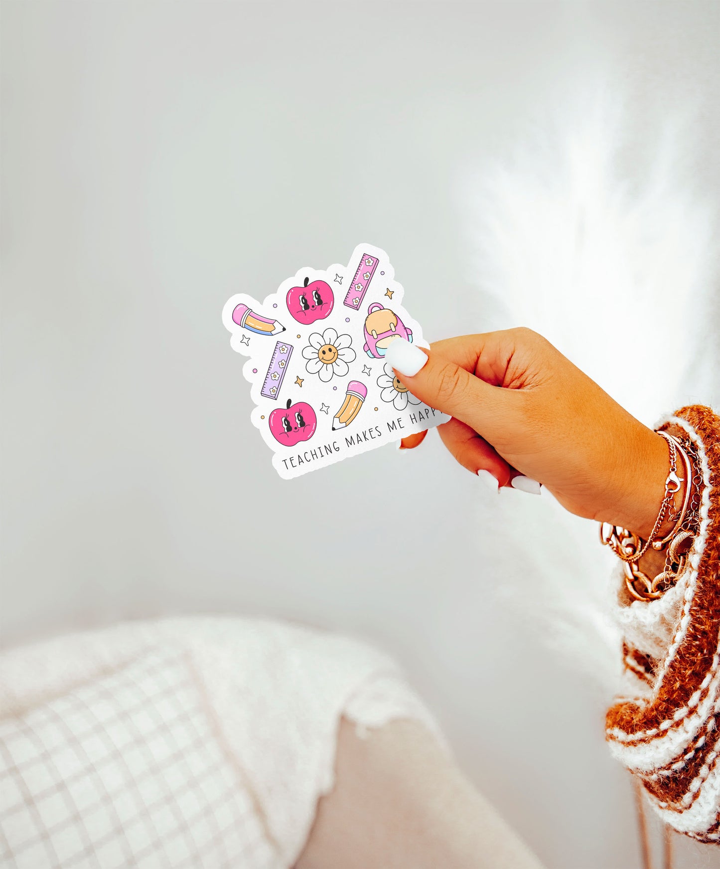 Teaching Makes Me Happy Groovy Teacher Sticker