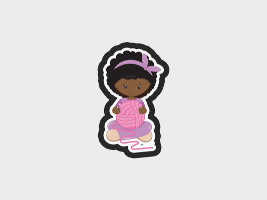 Holding Yarn Knitting Girl Cookie Cutter STL Files