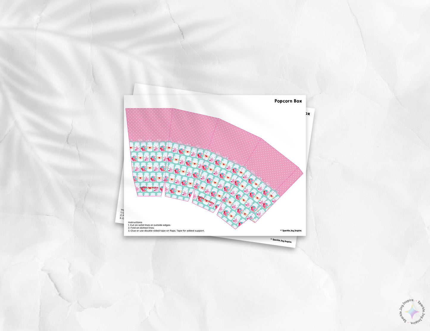 Jar of Hearts Popcorn Box Paper Craft Printable Paper Crafts