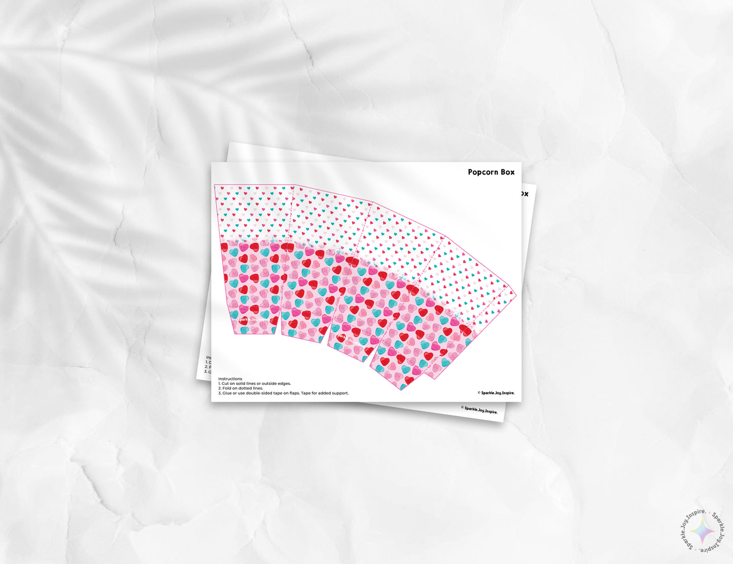 Jar of Hearts Popcorn Box Paper Craft Printable Paper Crafts