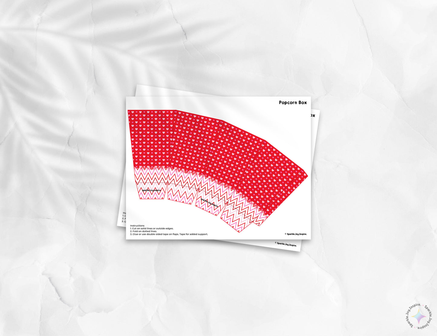 Kawaii Hearts Valentine Popcorn Box Paper Craft Printable Paper Crafts