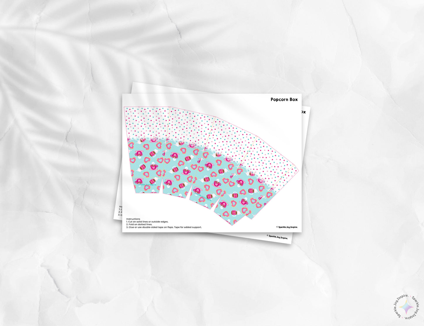 Valentine Coffee Donuts Popcorn Box Paper Craft Printable Paper Crafts