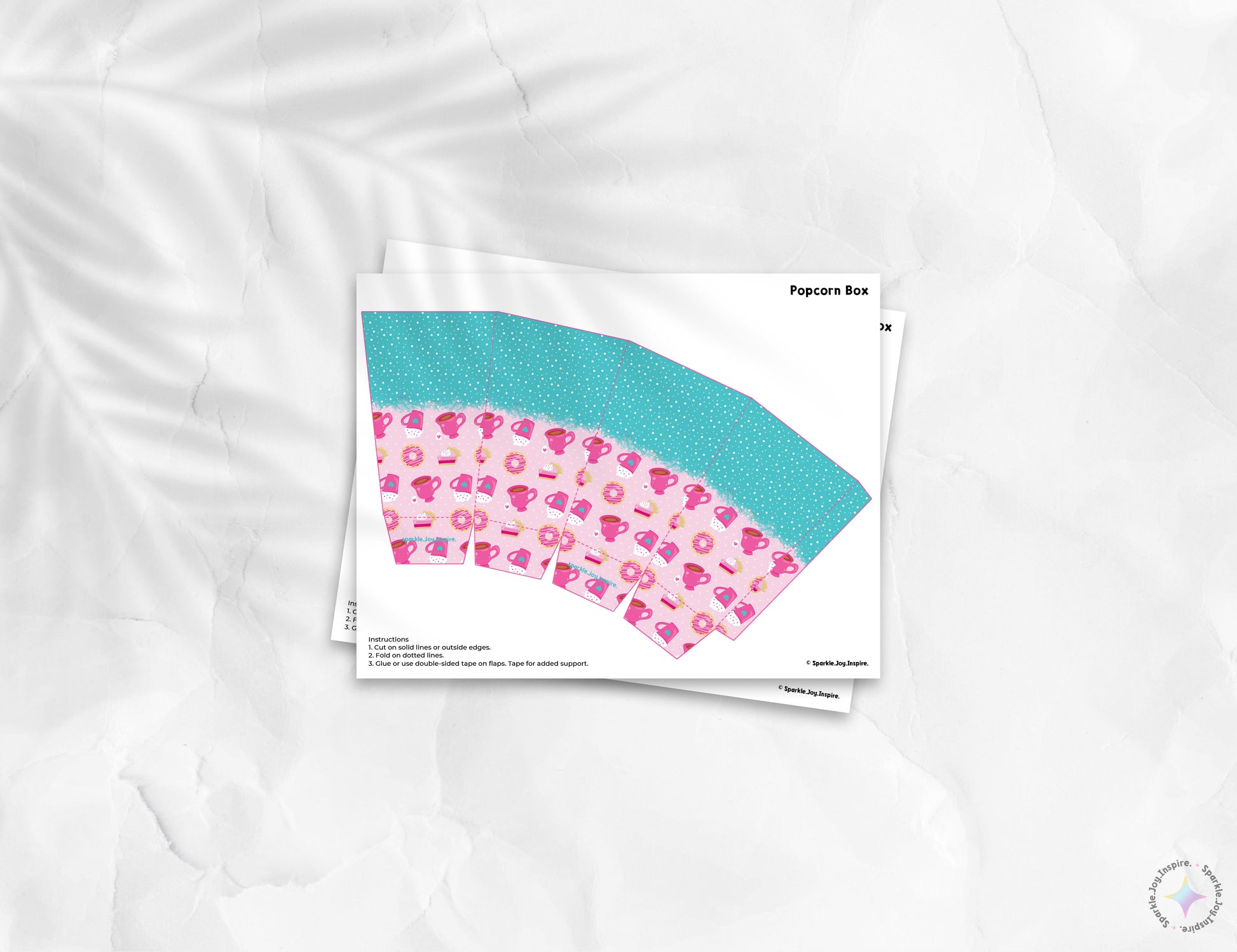 Valentine Coffee Donuts Popcorn Box Paper Craft Printable Paper Crafts