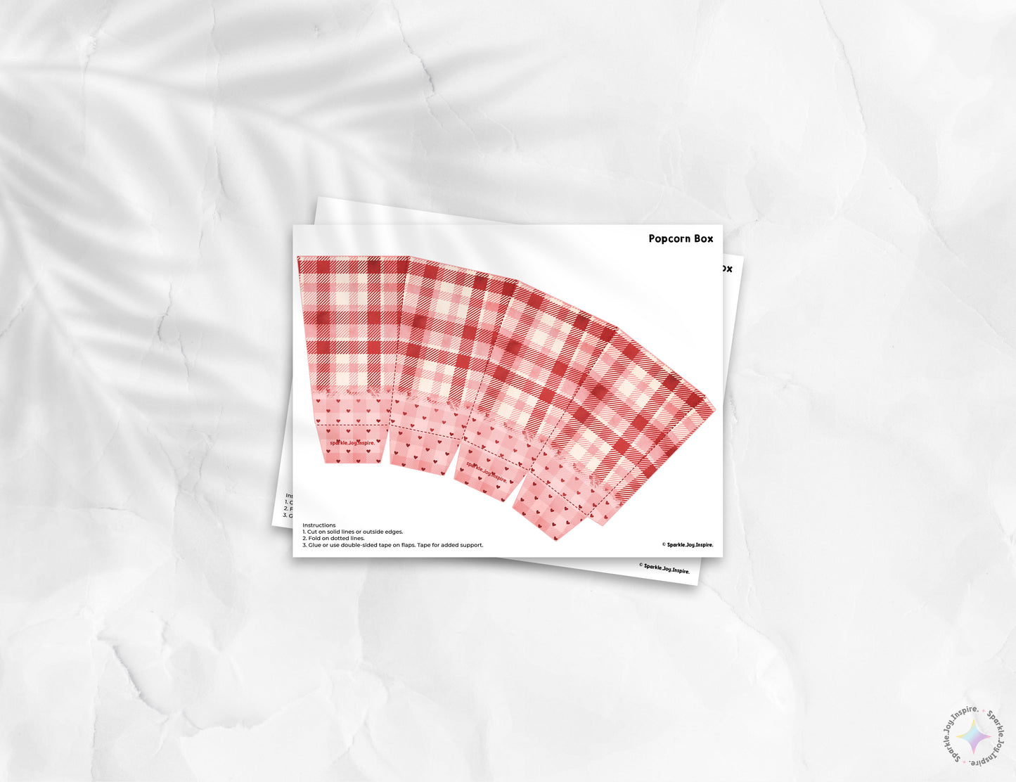 Valentine Flannel Popcorn Box Paper Craft Printable Paper Crafts