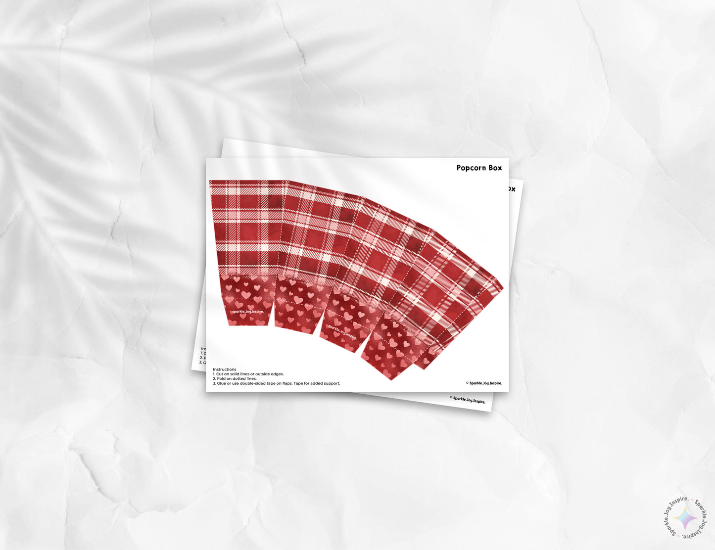 Valentine Flannel Popcorn Box Paper Craft Printable Paper Crafts